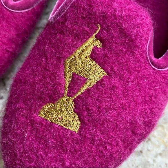 Living Kitzbühel $149 Women German Wool Ballerina Slipper Hot Pink w Gold EUC 7 - Picture 5 of 14